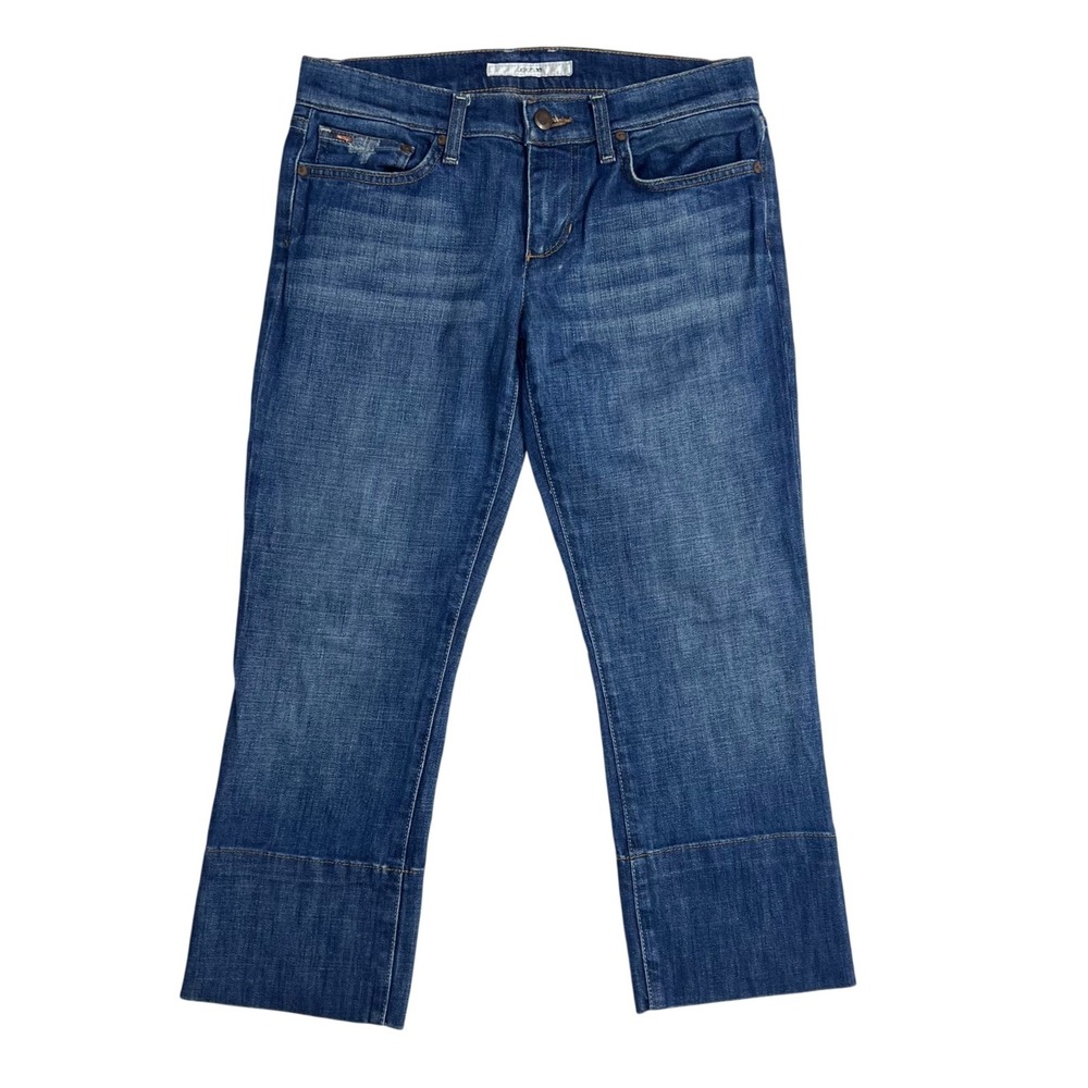 Joe's Jeans Socialite Kicker Size 26 Blue Harvey Wash Cropped Wide Hem Denim